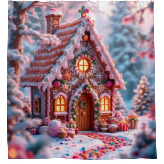 Happy winter with Christmas  Duschvorhang (Vorderseite)