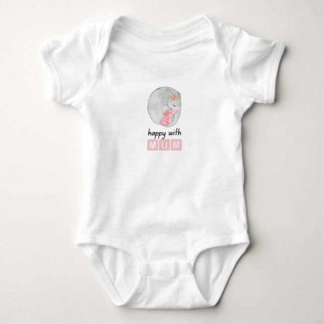 Happy with Mum Baby Design Strampler (Vorderseite)