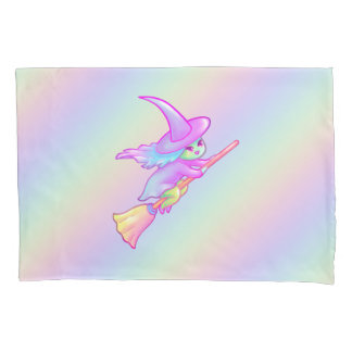 Happy Witz auf Broomstick Gezeichnet Kissenbezug