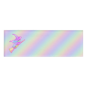 Happy Witz auf Broomstick Gezeichnet Namenschild