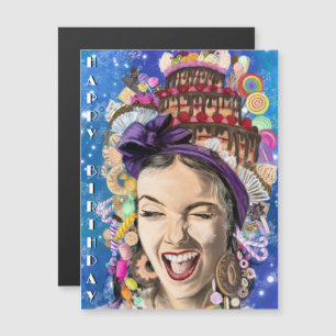 Happy Woman Funny Magnetic Geburtstagskarte Magnetkarte