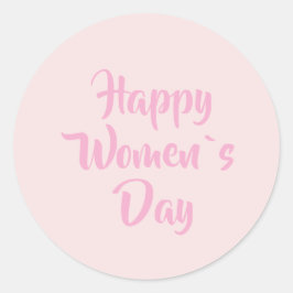Happy Women Day Blush Pink Runder Aufkleber