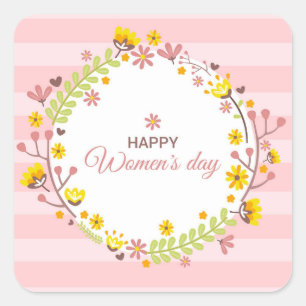 Happy Women's Day Quadratischer Aufkleber