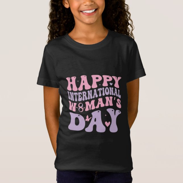 Happy Women's Day Retro Design T-Shirt (Vorderseite)
