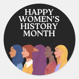 Happy Women's History Month Runder Aufkleber