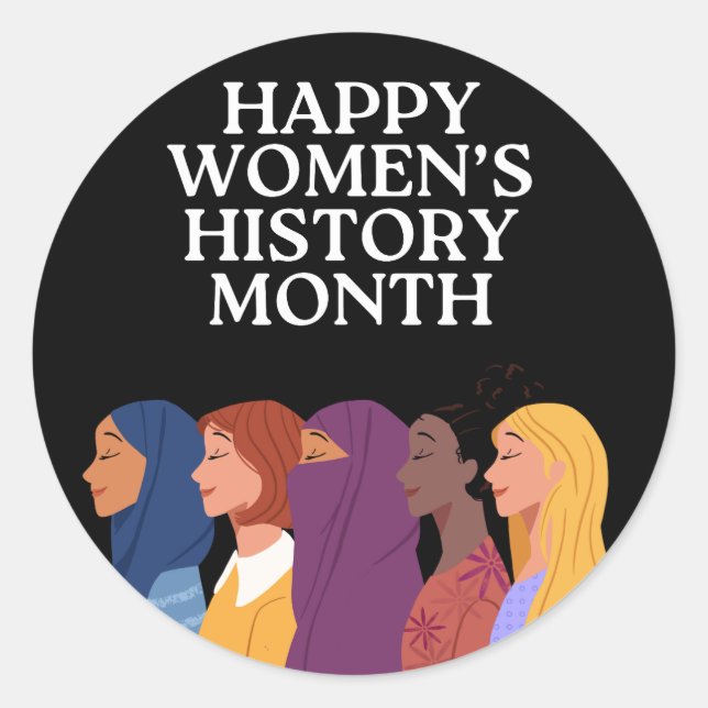 Happy Women's History Month Runder Aufkleber (Vorderseite)