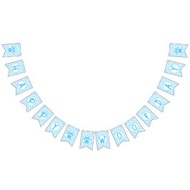 Happy Woofday Blue Paw Silhouette mit 4 Bildern Wimpelkette