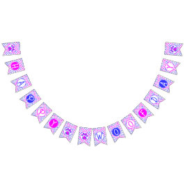 Happy Woofday Blue White Pink Paw Silhouette Wimpelkette