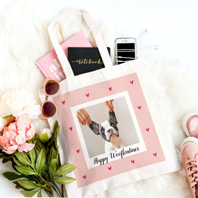 Happy Wooflentine mit Hund-Foto | Rot und Rosa Tragetasche (Von Creator hochgeladen)