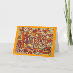 Happy Word Inspirational Art Custom Grußkarten Karte
