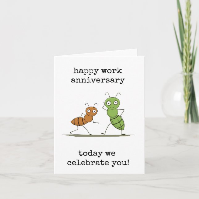 Happy Work Anniversary, Celebrate You, Funny, Cute Karte (Vorderseite)