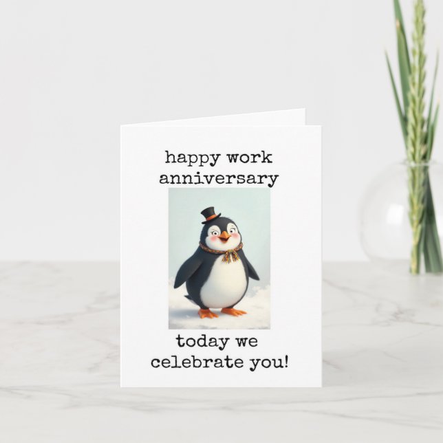 Happy Work Anniversary, Celebrate You, Penguin  Karte (Vorderseite)