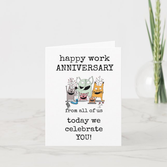 Happy Work Anniversary, Celebration Card, Niedlich Karte (Vorderseite)