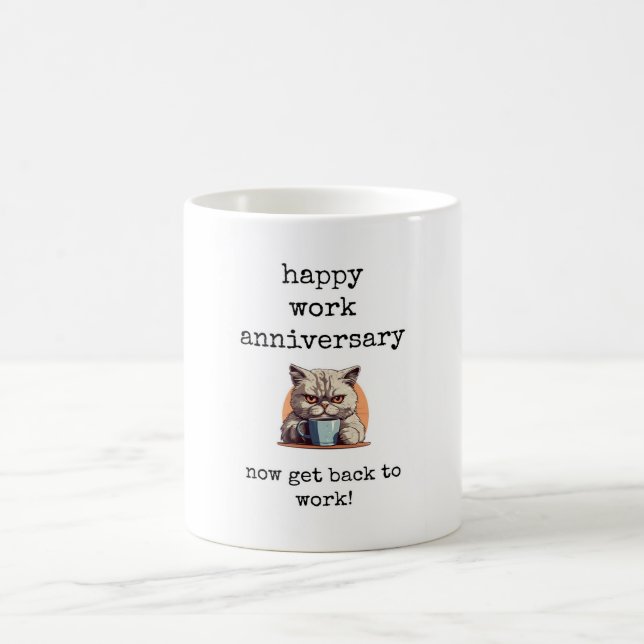 Happy Work Anniversary, Coworker Gift, Cat Tasse (Mittel)
