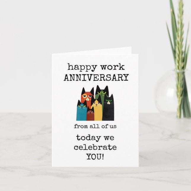 Happy Work Jubiläum, Niedlich, von uns allen Karte (Vorderseite)