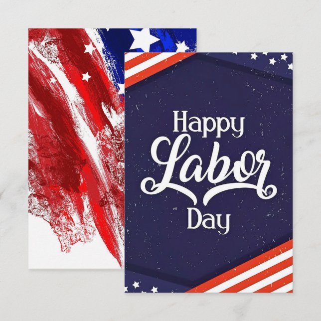 Happy Workday Fest mit US-Flagge Dankeskarte (Vorne/Hinten)