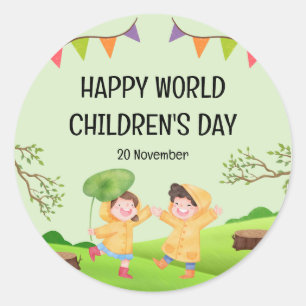 Happy World Children's Day 20 November Runder Aufkleber