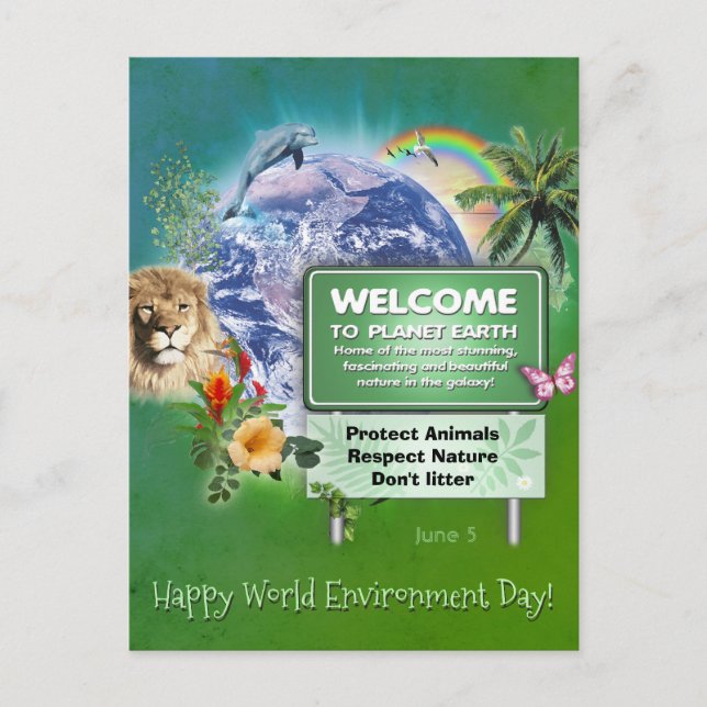 Happy World Environment Day (Text anpassbar) Postkarte (Vorderseite)