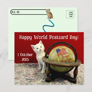 Happy World Postcard Day mit Tuffy McStuff - Katze Postkarte