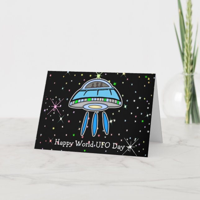 Happy World UFO Day 24. Juni oder 2. Juli Karte (Vorderseite)