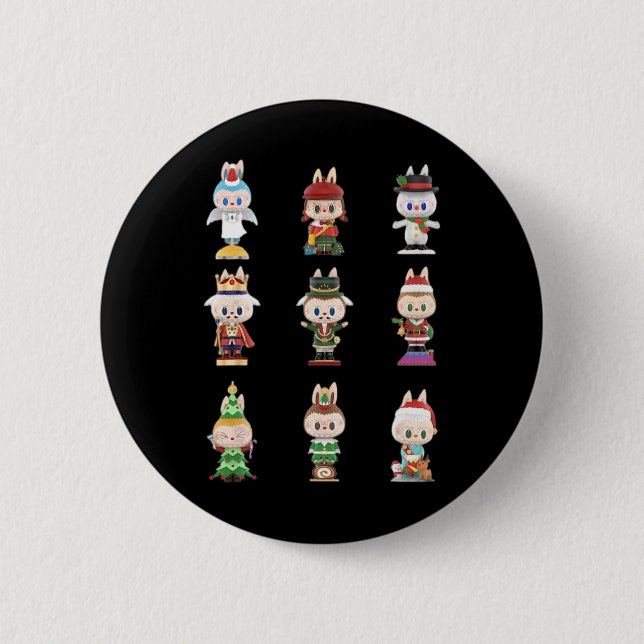 Happy Xmas Labubu Lover Niedlich Labubu The Monste Button (Vorderseite)
