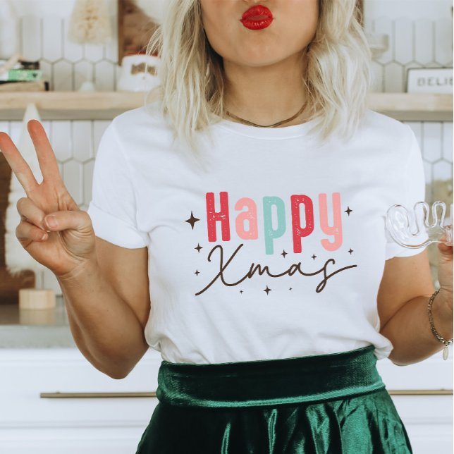 Happy Xmas Moderne Weihnachten T-Shirt (Von Creator hochgeladen)