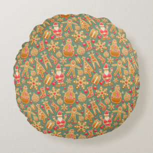Happy Xmas Symbols Rundes Kissen