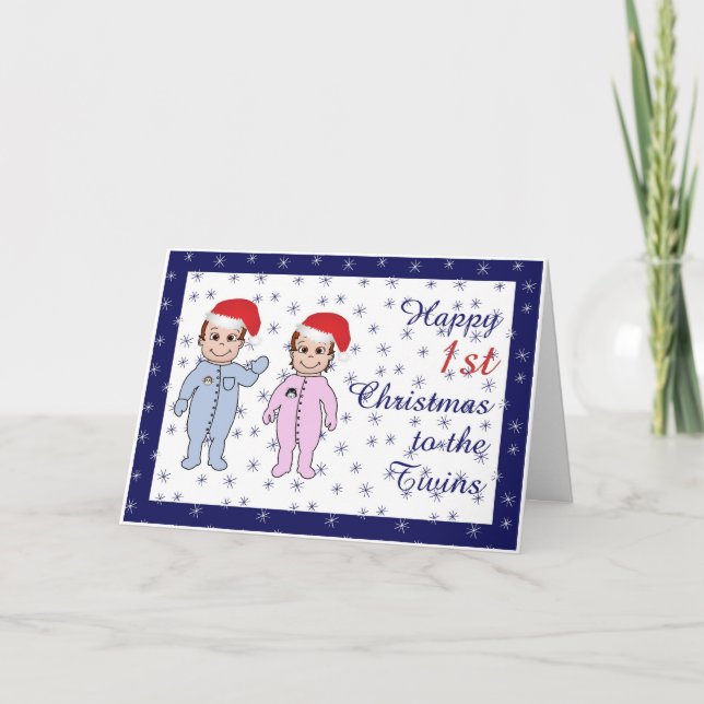 Happy Xmas Zwillinge Feiertagskarte (Vorderseite)
