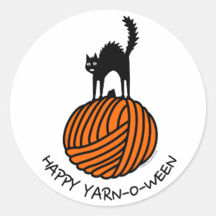 Happy Yarn-O-Ween! Runder Aufkleber