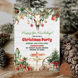 Happy Yee Hawlidays Cowboy Western Weihnachtsfest  Einladung
