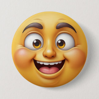 Happy Yellow 3D Effect Emoji Button