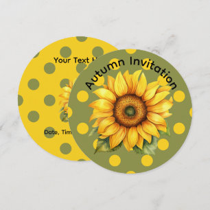 Happy Yellow and Green Sunflower on Polka-Dot