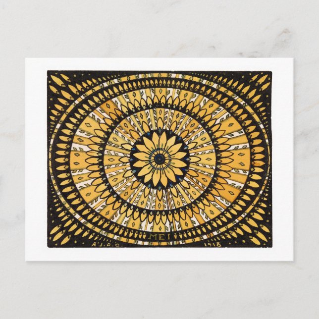 Happy Yellow Blume Sunburst / Rosette Postkarte (Vorderseite)