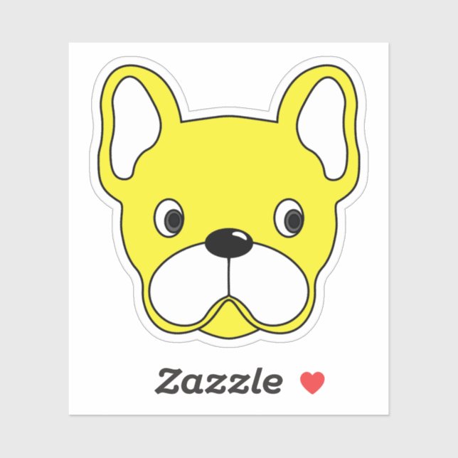 Happy Yellow Bulldog 3"x3" Sticker en vinyle (Feuille)