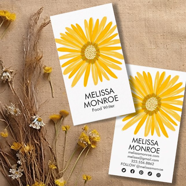 Happy Yellow Daisy illustriert Social Media Icons Visitenkarte (Von Creator hochgeladen)
