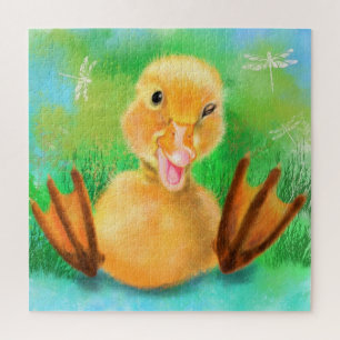 Happy Yellow Duck Playful Wink Jigsaw Puzzle