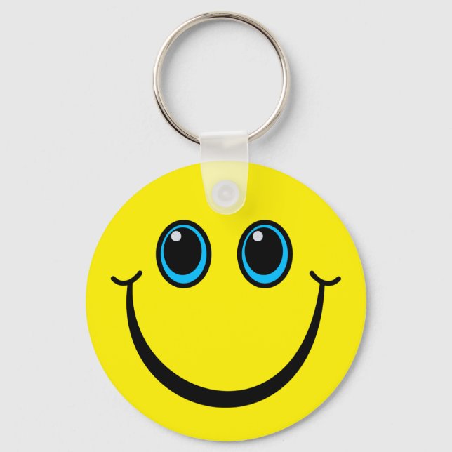 Happy Yellow Emoji Face Schlüsselanhänger (Vorderseite)
