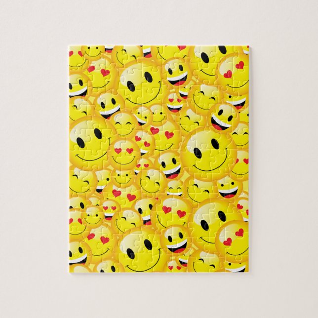 Happy Yellow Emoji Lächelnde Gesichter jubeln auf (Vertikal)