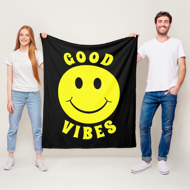 Happy Yellow Face Good Vibes Fleecedecke (Beispiel)