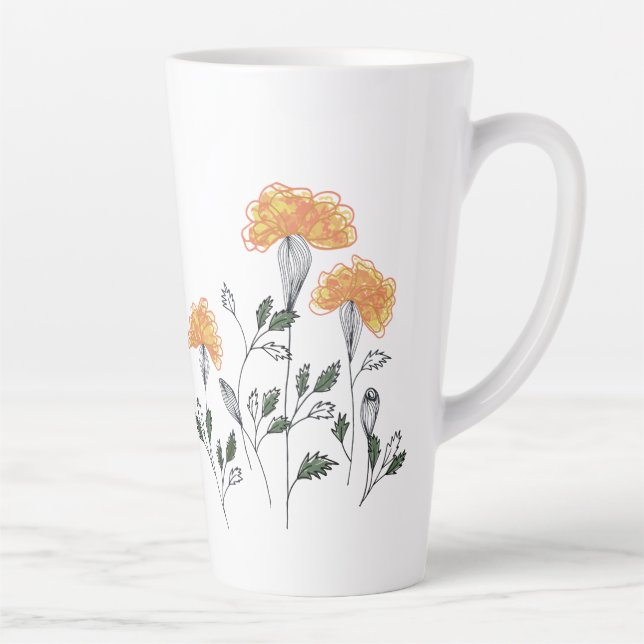 Happy Yellow Flowers Latte Tasse (Rechts)