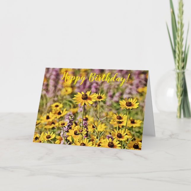Happy Yellow Flowers Wildblume Geburtstagkarte Karte (Vorderseite)