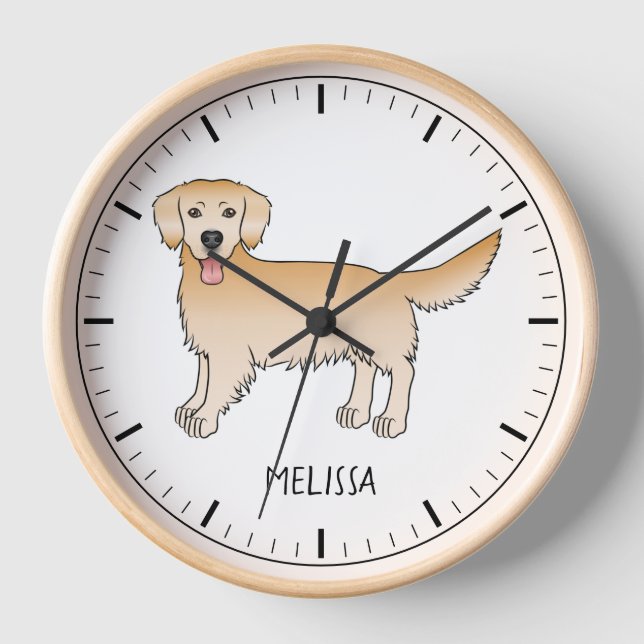 Happy Yellow Golden Retriever Niedlicher Hund mit  Uhr (Vorderseite)