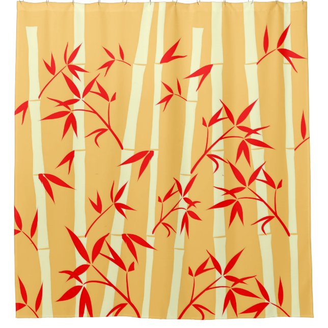Happy Yellow Red Bamboo Pflanze Light Duschvorhang (Vorderseite)