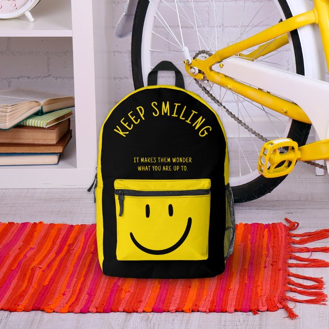 Happy Yellow Smile Bedruckter Rucksack (Von Creator hochgeladen)