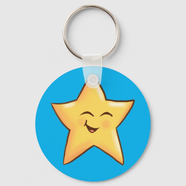 Happy Yellow Star Schlüsselanhänger (Vorderseite)