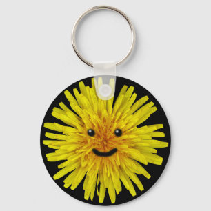 Happy Yellow Summer Dandelion Blume auf einer beli Schlüsselanhänger