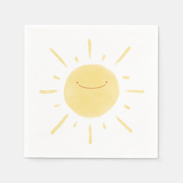Happy Yellow Sun Gender Neutral Party Serviette (Vorderseite)