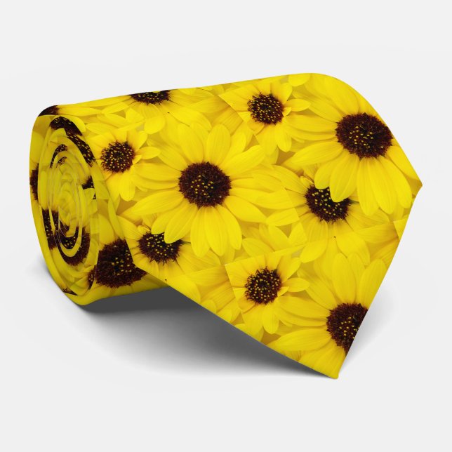 Happy Yellow Sunblumen Krawatte (Gerollt)
