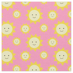 Happy Yellow Sunshine Rosa Hintergrund Stoff