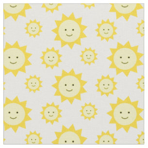Happy Yellow Sunshine Weißer Hintergrund Stoff